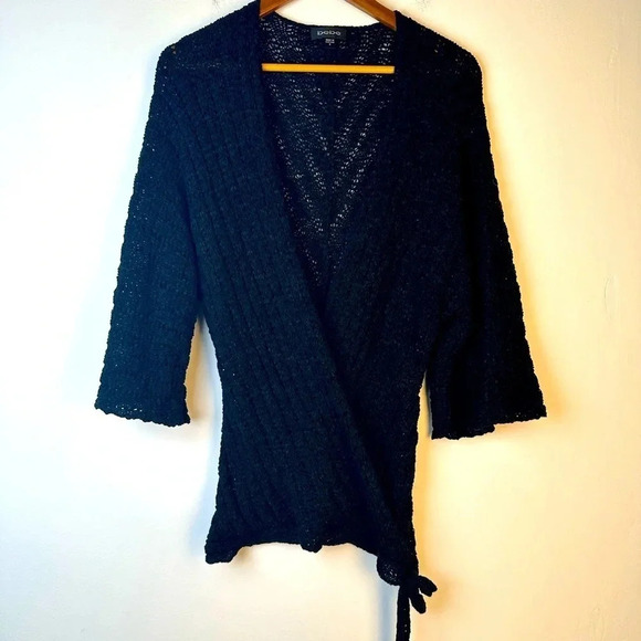 Bebe Oversized Mesh Wrap Cardigan - Picture 1 of 5